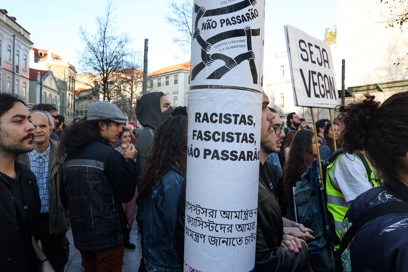 Arraial multicultural antirracista e contra a islamofobia, no Largo do Intendente, Lisboa, 3 de fevereiro de 2024. Crédito: Manuel de Almeida, Agência Lusa