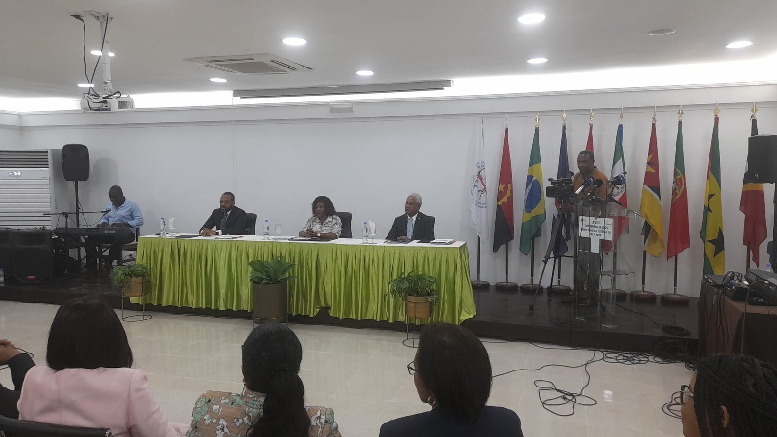 Conferência dos Ministros da Justiça dos Países de Língua Oficial Portuguesa, em 9 de abril de 2024, em São Tomé e Príncipe. Crédito: CPLP, divulgação