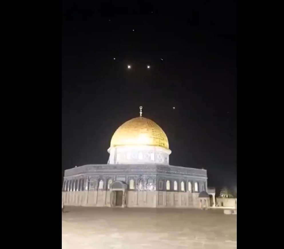 Interceptações de ataque sobre Al Aqsa. Crédito: Reprodução X