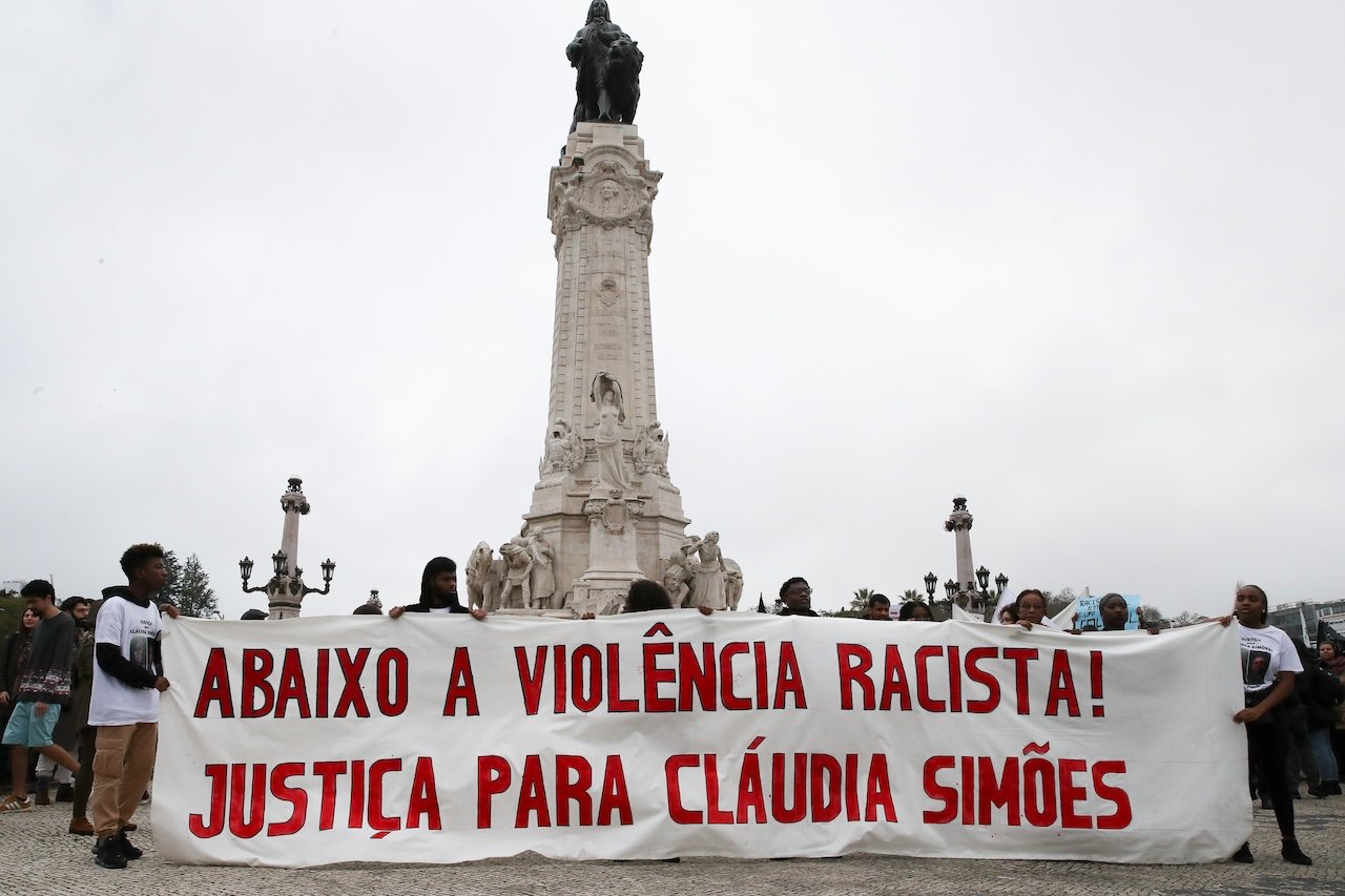 Manifestação em defesa de Claudia Simões em 2020 Crédito: Manuel de Almeida, Lusa