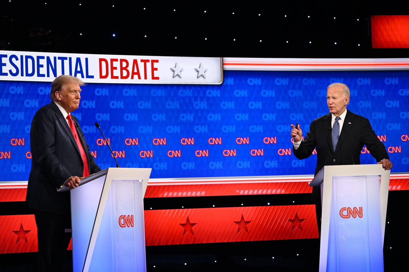 Donald Trump e Joe Biden se enfrentaram no debate CNN na quinta (27) Crédito: Will Lanzoni, CNN Photos, Lusa