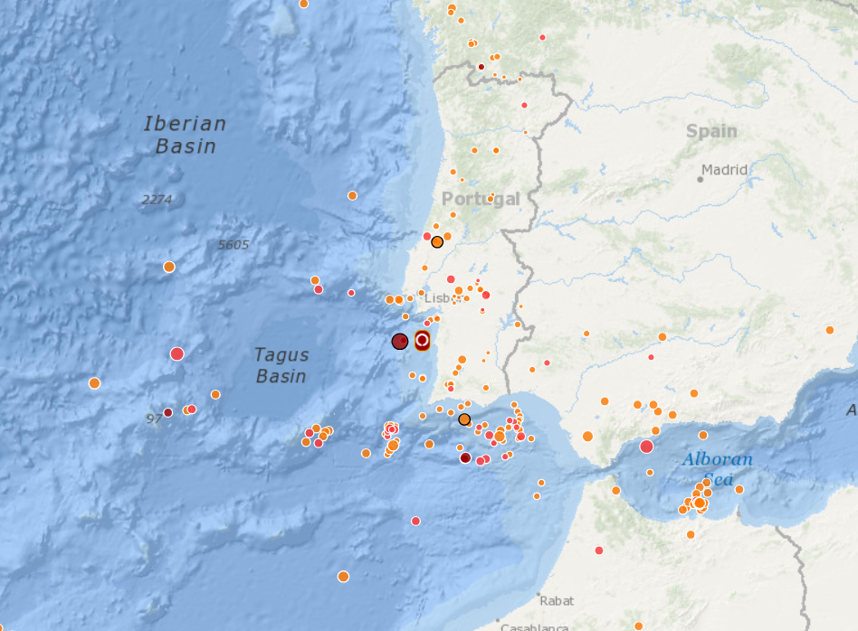 Sismo registrado pelo Instituto Português do Mar e da Atmosfera. Crédito: Reprodução